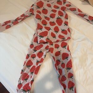 Charming Strawberry Print Kids Pajama Set